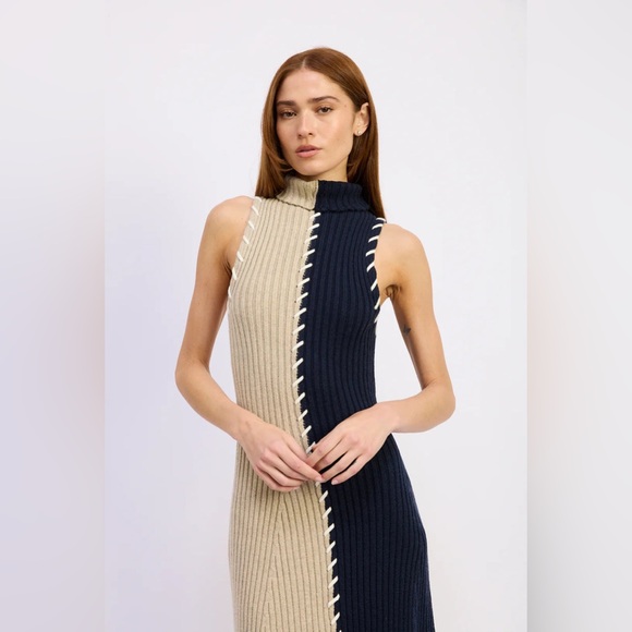 En Saison Dresses & Skirts - EN SAISON GWENDOLYN MAXI KNIT DRESS Two-Tone Rib Knit Dress Size S NWT